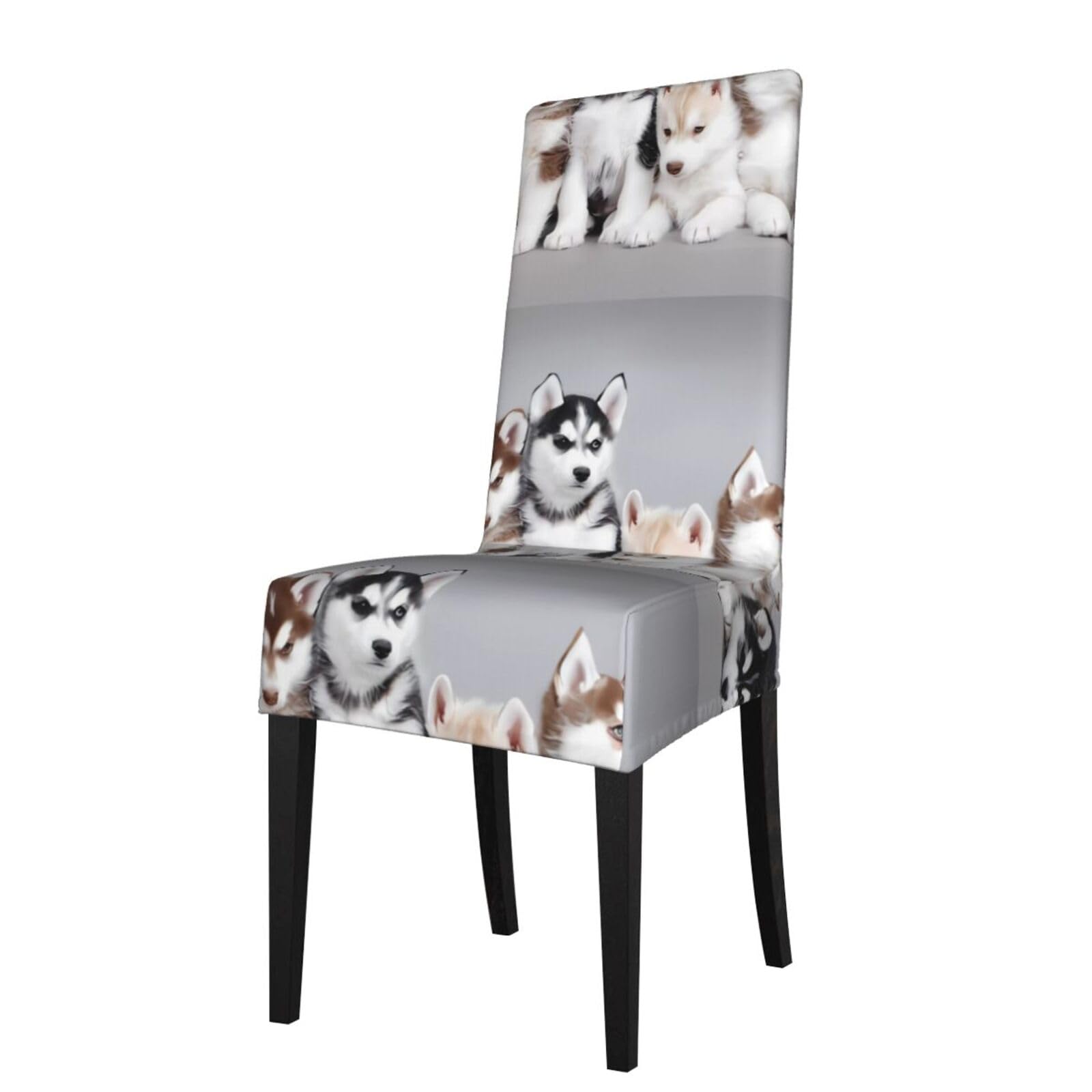YYHHAOFA Dogs Prints Dining Chair Throws – Stretch Slipcovers Revitalize Your Seating with Easy Style & Easy Care