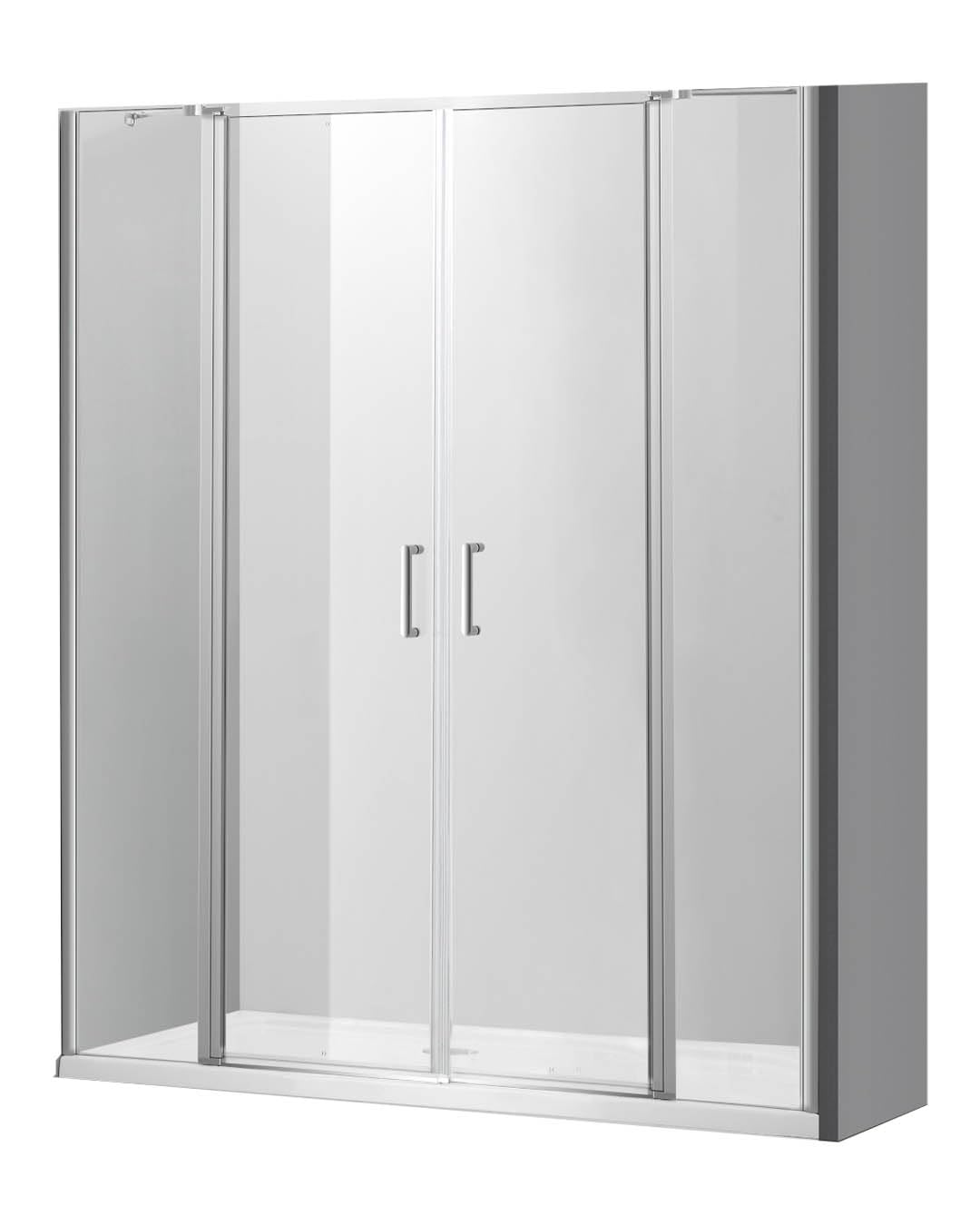 Box doccia cm 100 Nicchia vetro temperato 6 mm trasparente, apertura con 2 anta a battente e profili cromati in alluminio