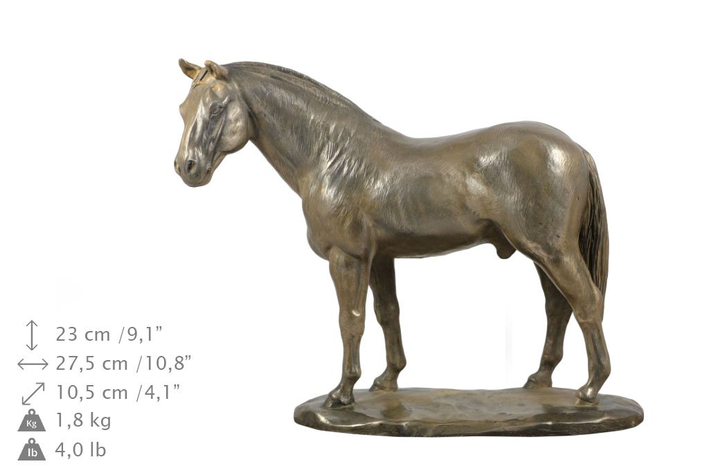 Art-Dog Urna Hecha a Mano para Cenizas de Caballo - Estatua de Bronce Fundido en frío - Caja de cremación Personalizada - 46,5x29x21cm - Caballo Hannoveriano