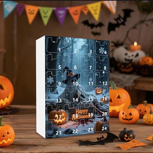 ハロウィン カウントダウン カレンダー - ホリデー 彫刻 デスク 装飾,レジン製 不気味なフィギュア 二十四日間アドベント デスクトップ 窓辺 棚 パーティー装?