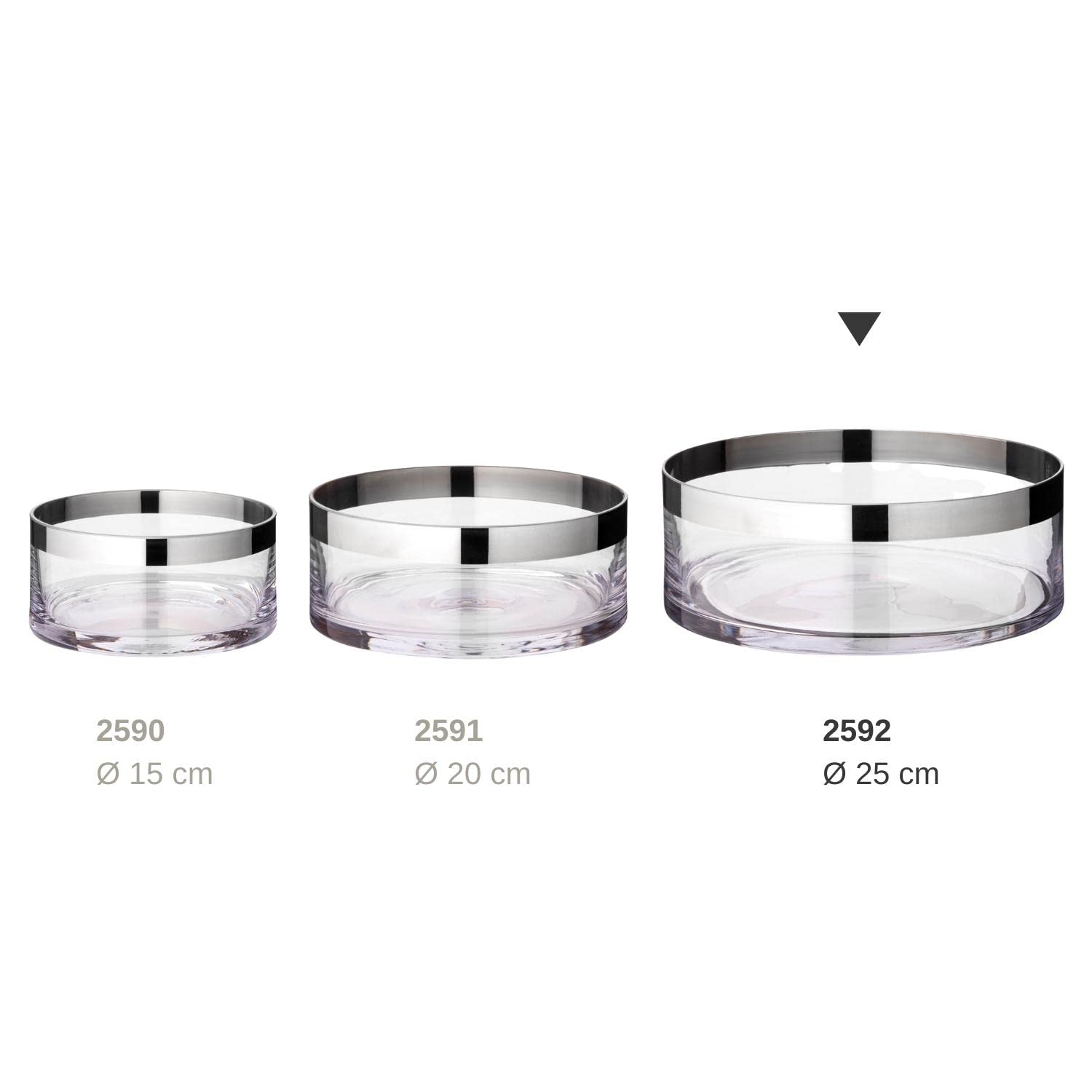 EDZARD bol Grit, ø 25 cm, verre en cristal avec bord de platine
