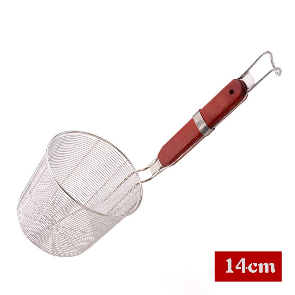 Colino per pasta in acciaio inox con manico in legno, design a