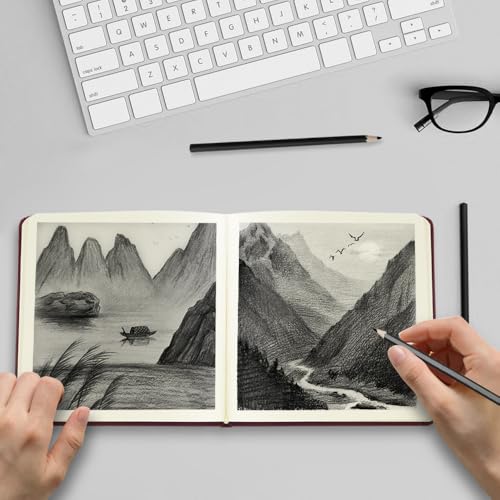 Image of 5x5 Pocket Sketch Book,80gsm Hardcover Art Sketchbook for Drawing Journal | PU Cover,Blank Paper,96Sheets /192Pages,Lay-Flat,Portable Travel Creation Paint Diary Memo Planner,Dry Media.Dark Red