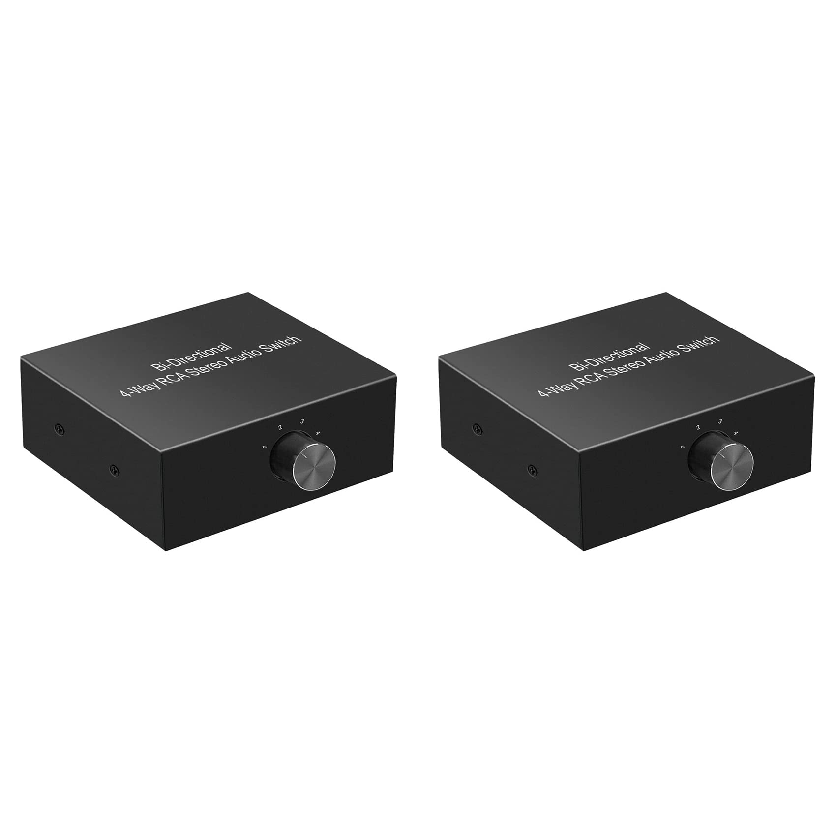 2X Sélecteur Audio Bidirectionnel de Canal Audio Stéréo L/R à 4 Voies, 1 en 4 Sorties/4 en 1 Sortie, Répartiteur de Commutateur Audio pour Haut-Parleur