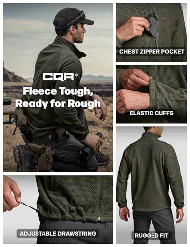 Image of CQR Men's Full-Zip Tactical Jacket, Soft Warm Military Winter Fleece Jackets, Outdoor Coats with Zipper Pockets