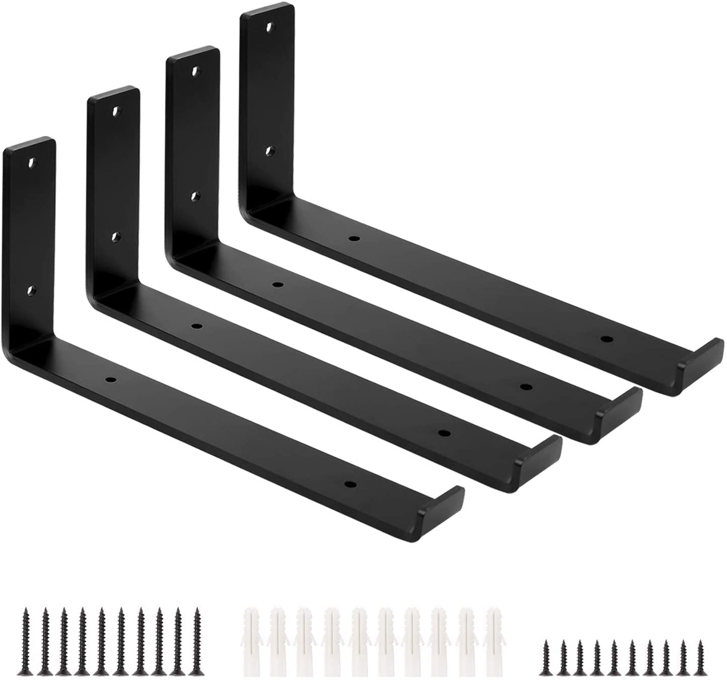 Spirotech 12 Inch Heavy Duty Shelf Brackets Set of 4 | Metal Wall Mount L Shape Support for Floating Shelves | Powder Coated Iron Bracket for Kitchen, Home & Office-image-10