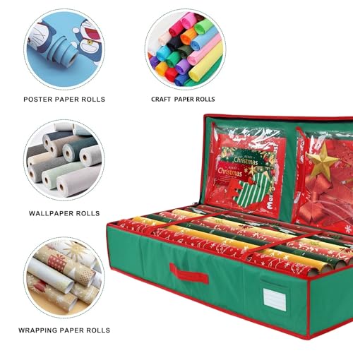Wrapping Paper Storage Bag- Stable Gift Wrapping Paper Storage Box, 83×36×12 CM Durable 420D Oxford and Cardboard, Gift Wrap Storage Bag for Gift Bag, Postcard, Wall Paper Roll - Image 6