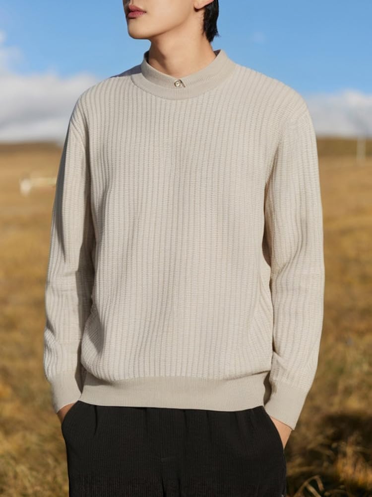 Camisa Falsa De 2 Piezas Jersey Casual Suéter Suelto De Manga Larga De Otoño E Invierno para Hombres