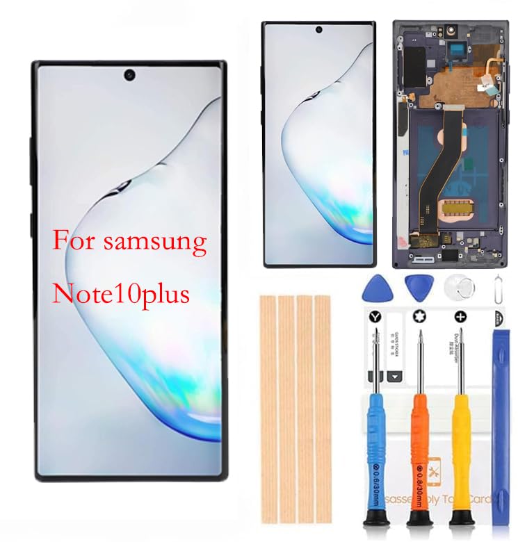 Amoled LCD for Samsung Galaxy Note10Plus N975 Digitizer Screen LCD Display Touch Assembly Replacement N975 N975A N975F N975P N975R4 T U V W 6.8 inch by Qvouaw[Black Frame]