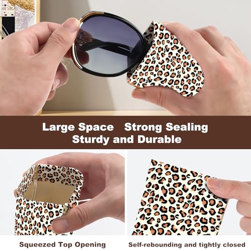 Image of Anikathy 2Pcs Sunglass Eyeglass Glasses Case Soft PU Leather with Cleaning Cloth Portable Glasses Pouch Bag for Men Women