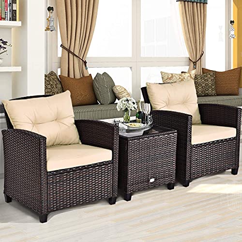 Image of OUTLIVING Outdoor Sofa Set | Patio Furniture Balcony Sofa Sets | Garden Sofa Set with Cushion and Center Table (2 Seater-Dark Brown)