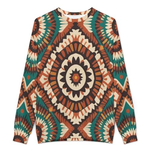 MoBlinko Mens Sweater Ethnic Geometric Sweaters for Men Crew Neck Sweater for Men Lightweight Pullover2