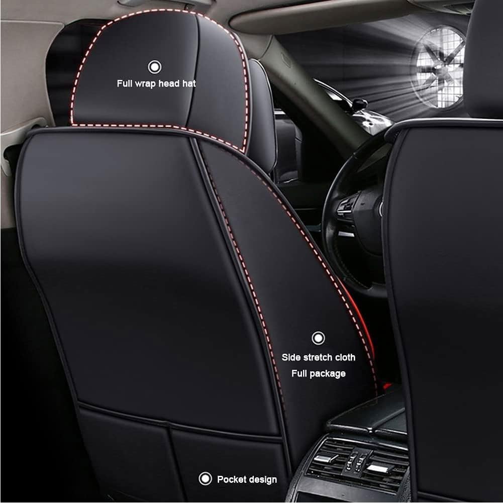 ZZZZS Coche Fundas Asientos Cuero para Fusion Sport 2007-2019, Funda de Asiento Cojín Protector Delantero y Trasero Juegos De Protectores Accesorios,B/Black~Red