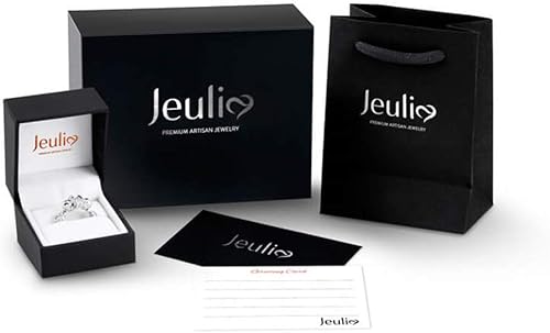 Miniatura 6 de Jeulia Juego de anillos de boda de 2 quilates de 3 piezas para mujer, chapados en oro de 14 quilates, anillos de compromiso de plata de ley, anillos