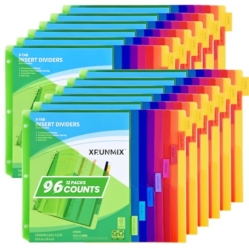 8-Tab Binder Dividers - Index Pockets Divider for 3 Ring...