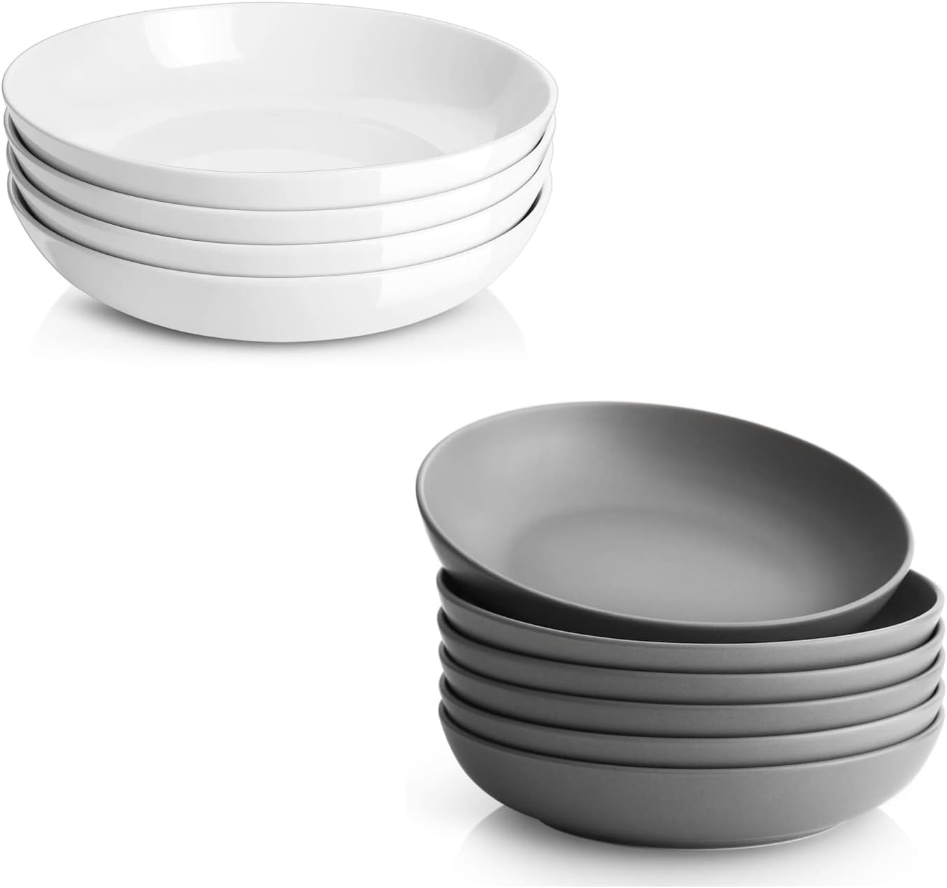Y YHY 9.75" Large Pasta Bowls, 50 oz Pasta Bowls Set of 6 Matte Grey, 30 oz