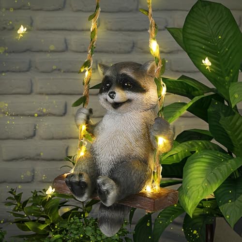 Thyle Solar Light Outdoor Raccoon Statues 19