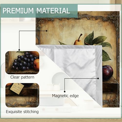 Image of Dishwasher Magnets Decorative Cover,Vintage Fruit Harvest Refrigerator Magnet Cover,Washable Farmhouse Dishwasher Front Panel Cover Home Kitchen Decoration 23x26 Inch