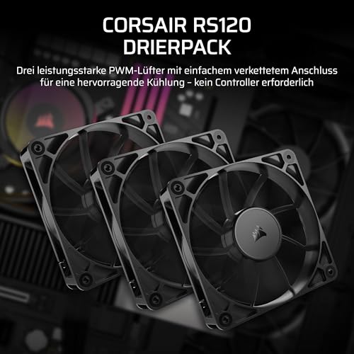 CORSAIR RS120 120mm PWM-Lüfter – Dreierpack, Schwarz – Ansicht 2