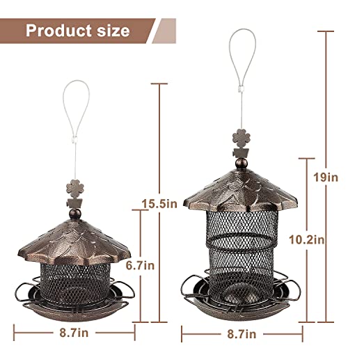 Metal Bird Feeder Tube Hanging Wild Bird Seed Feeder Squirrel Proof Birds Feeder For Outside Decoration, Large Capacity Feeder For Outdoor Garden,Coffee #TOP4
