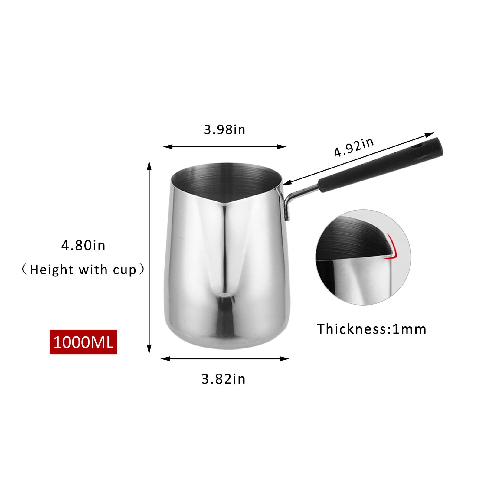 Pichet En Inox 304 Pour Fondre La Cire – 550 Ml – Double Chaudière Bougie – Bec Anti-Goutte + Cuillère
