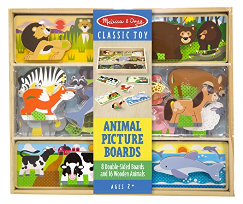 Melissa & Doug Wooden Animal Picture Puzzle Boards with Chunky Wooden Animal Play