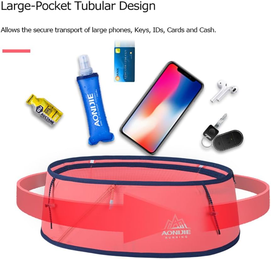 Running Hydration Belt with Zipper Pocket for Women and Men, Bounce Free, Lightweight Fanny Pack and Waist Pack for Climbing Jogging Cycling Workout (Grey with 250ml flask,L/XL)