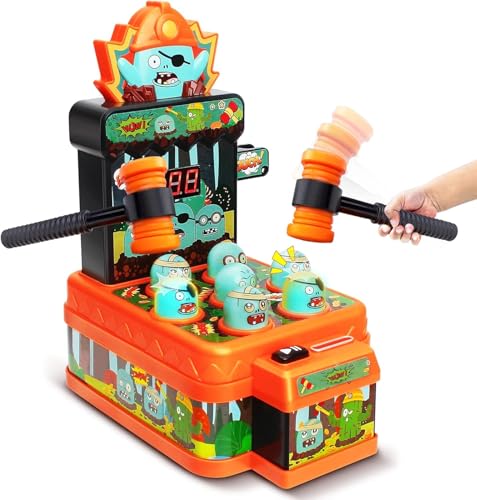 Zombies Whack Game Toys for Kids, Arcade Game for 3 Year Old, Mini Electronic Interactive Hammering & Pounding Toys, Gift Idea for Toddler Kids Boys Girls Ages 3+, Cartoon Zombie Style Fun Toy