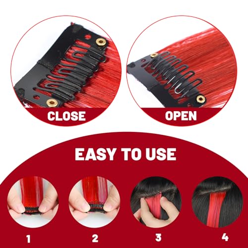 Tofafa TOFAFA-C01-RED 22 Inch Colored Hair Extensions Straight Hairpiece thumb #2