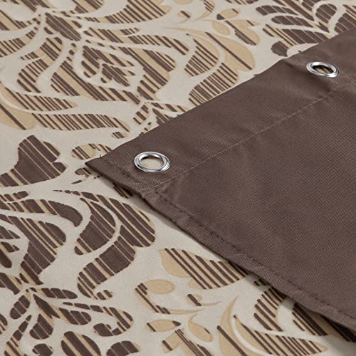 Mvsuta Sterling Farmhouse Brown Waterproof Polyester Fabric Chocolate Vintage Printed Long Shower Curtain,Damask Stripes Bathroom Curtains,72" W X Extra 78" L #TOP3