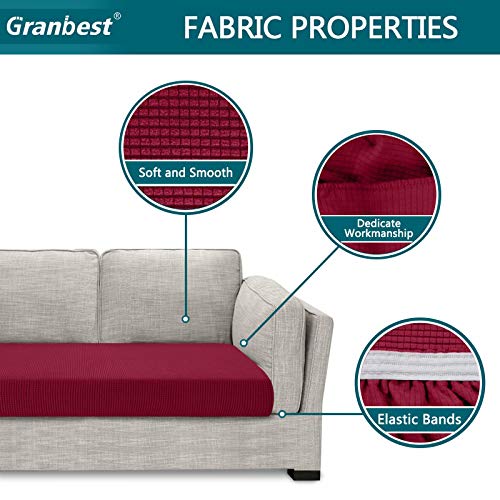 Granbest High Stretch Sofa Seat Cushion Cover Super Soft Couch Seat Cover Sofa Cushion Protector Jacquard Spandex Fabric with Elastic Bottom(3 Seater - Image 3