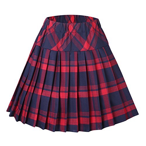Urban GoCo Mujeres Falda Escocesa Plisada con Cintura Elástica Escuela Uniforme Falda Cuadros