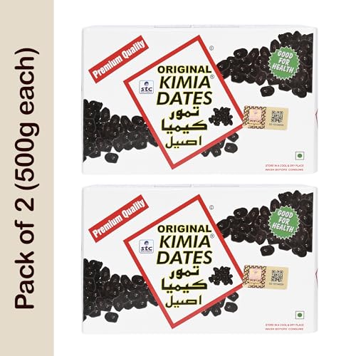 Image of Kimia Dates Original Mazafati Dates - Pack of 2 (500gm Each) | Juicy & Delicious Khajoor, Khajur | Healthy Snacks | Rich in Fibre | Perfect for Snacking (Carton Box)