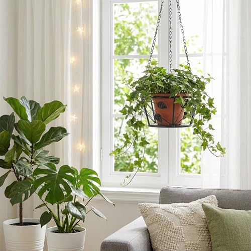 Image of Goaste 2 Pack Metal Plant Hanger, Hanging Plant Holder with Ceiling Hook, Modern Plant Hanging Basket, Decorative Planter Flower Pots Shelf for Indoor Outdoor Use, Home Decor