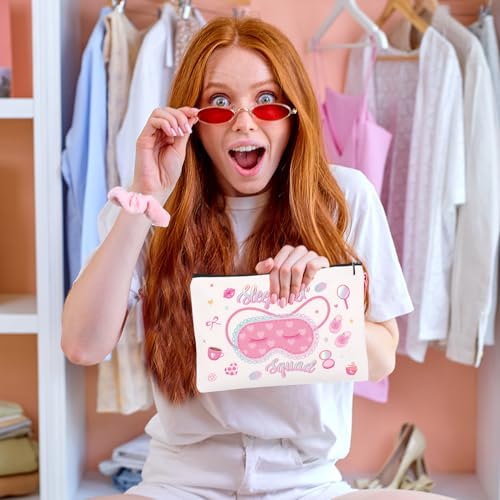 Sleepover Party Supplies for Girls - 12Pcs Sleepover Party Favors with Plush Sleep Eye Mask, Hair Scrunchies, Sleep over Squad Makeup Bags, Slumber Spa Pajama Supplies4
