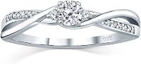 SILVEGO Anillo de Compromiso de Plata 925 con Swarovski Zirconia