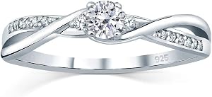 SILVEGO Anillo de Compromiso de Plata 925 con Swarovski Zirconia