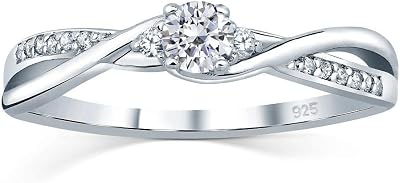 SILVEGO Anillo de Compromiso de Plata 925 con Swarovski Zirconia