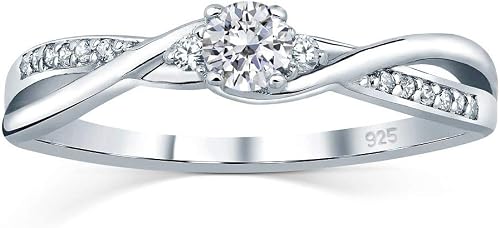 SILVEGO Anillo de Compromiso de Plata 925 con Swarovski Zirconia
