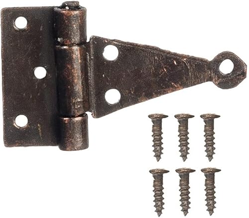 Bisagras en T miniatura para casa de muñecas en acabado bronce con 24 clavos
