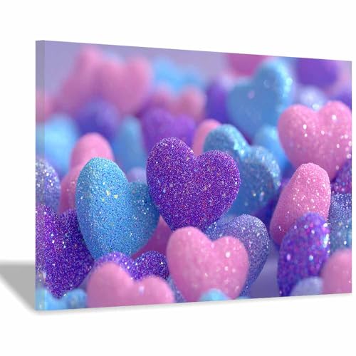 Affiche sur toile pleine de sens déco cœur violet04 symbolique