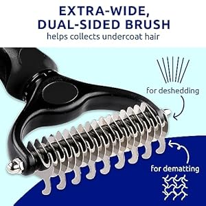 Pat your pet deshedding dog brush  double sided undercoat grooming rake for dogs  cats dematting comb and shedding tool extra wide black   cucciolini doodles