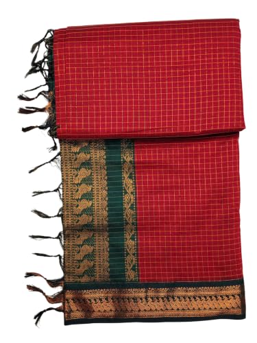 Image of Pure Kalyani Cotton Saree | Zari Border & Blouse Piece - Lata Gadwal Design | Traditional Saree