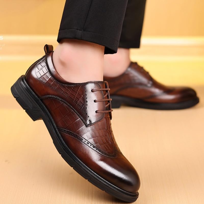 Men's Oxford Shoes Retro Pointed Chunky Heel Non-Slip Business Dress Shoes Rubber Non-Slip Formal Dress Shoes for Men2