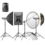 Drei Premium-Studioblitzlampen der VC Excellence Serie mit integriertem Empfänger mit 16 Kanälen