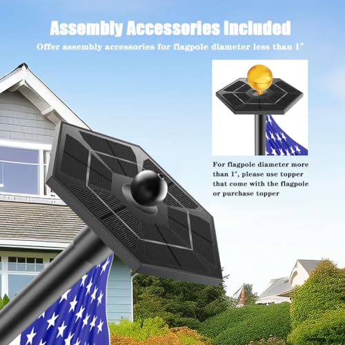 image for Hainee Flag Pole Light Solar Powered with Top Mount Accessories, Dusk 
