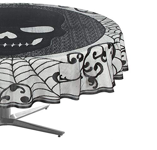 Amscan 570011 Skull Lace Round Tablecloth, 1 Piece,Black,70-Inch Round
