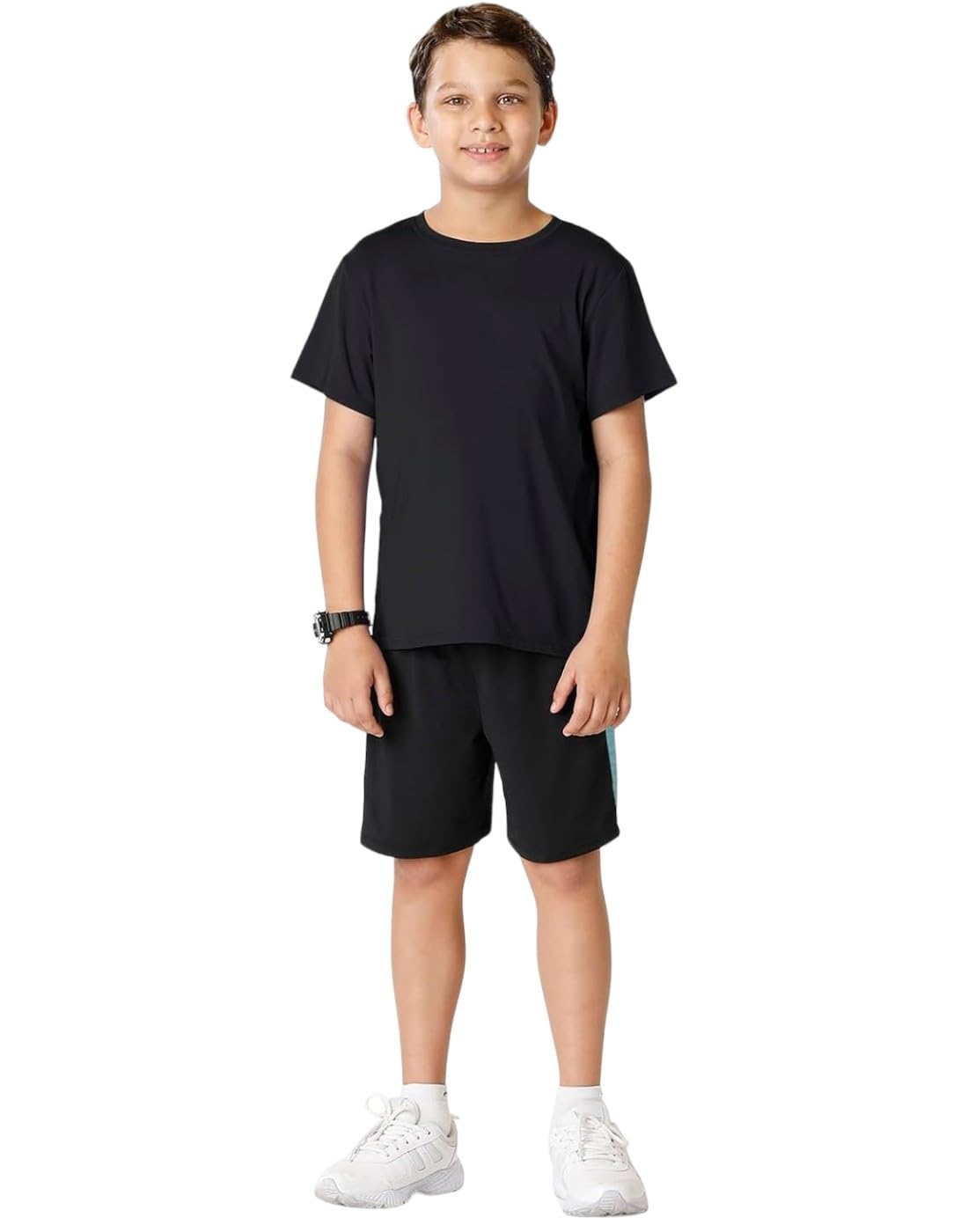Aqua Holic Spandex Boy's Regular Fit Shorts With Half Sleeves Tshirt | Adjustable, Quick Drying Leggings for Swimming, WaterParks, Surfing & Other Sports -Black - 6-7 Years 2