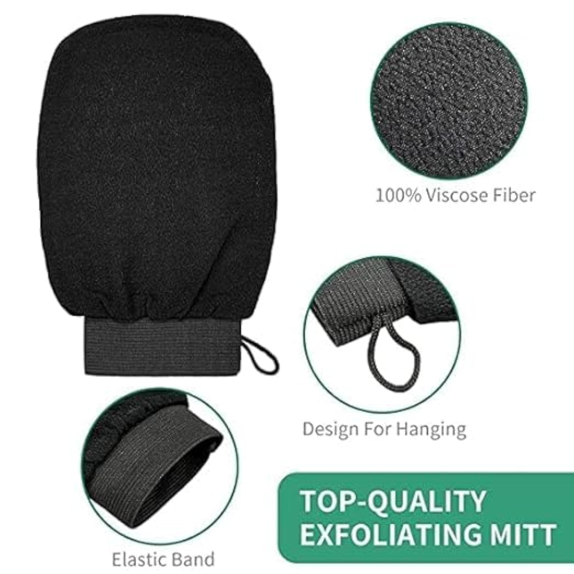Exfoliating Bath Gloves, Black