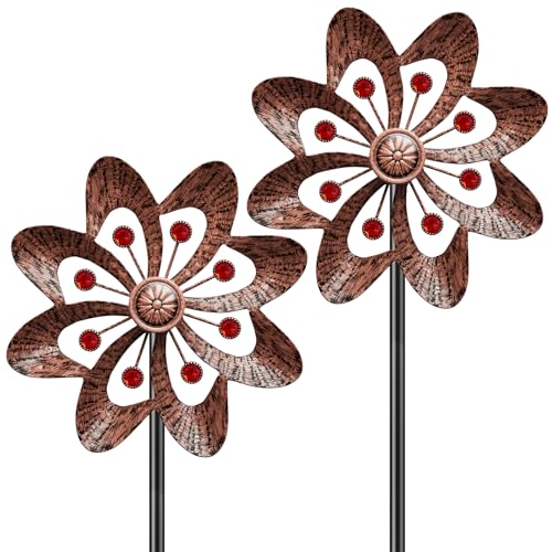 2pc Metal Wind Spinner Outdoor, 37" Windmill Wind Sculptures Yard Art Decor